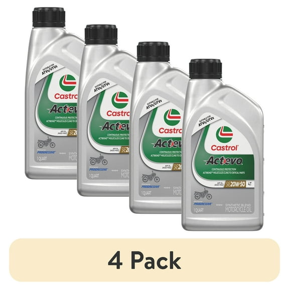 (4 pack) Castrol Actevo 4T 20W-50 Part Synthetic Motorcycle Oil, 1 Quart RFID
