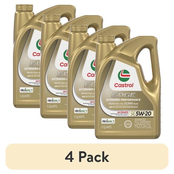 (4 pack) Castrol EDGE Extended Performance 5W-20 Advanced Full Synthetic Motor Oil, 5 Quarts