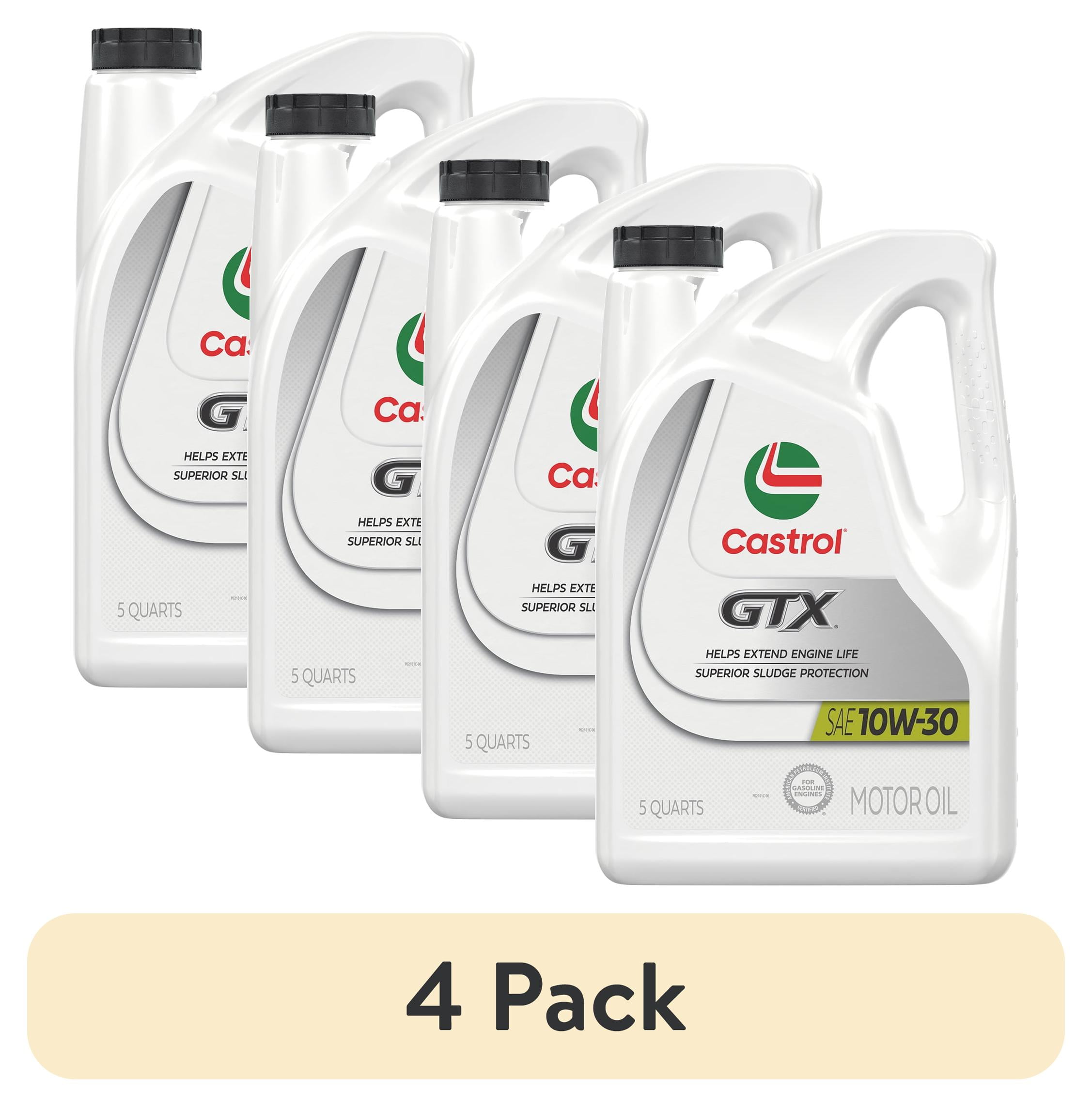4 pack) Castrol GTX 10W-30 Conventional Motor Oil, 5 Quarts