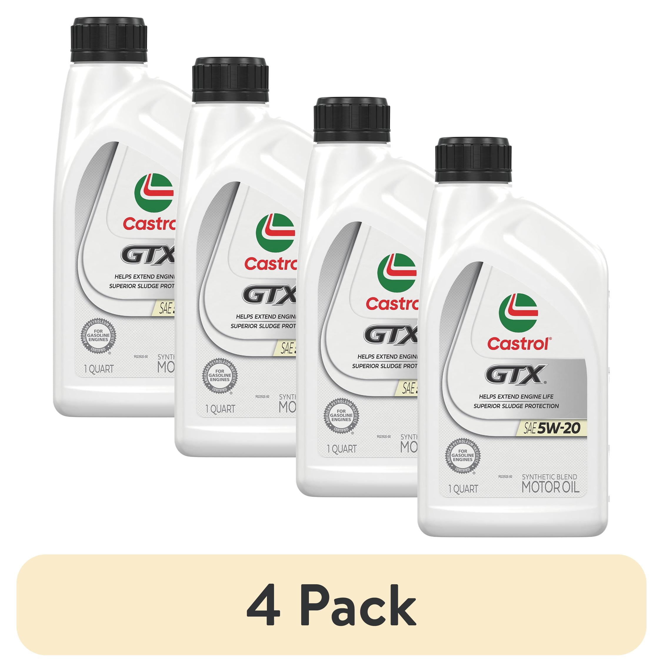 (4 pack) Castrol GTX 5W-20 Synthetic Blend Motor Oil, 1 Quart