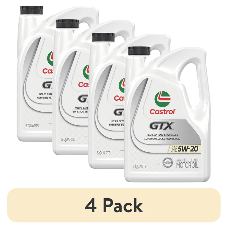 4 pack) Castrol GTX 5W-20 Synthetic Blend Motor Oil, 5 Quarts