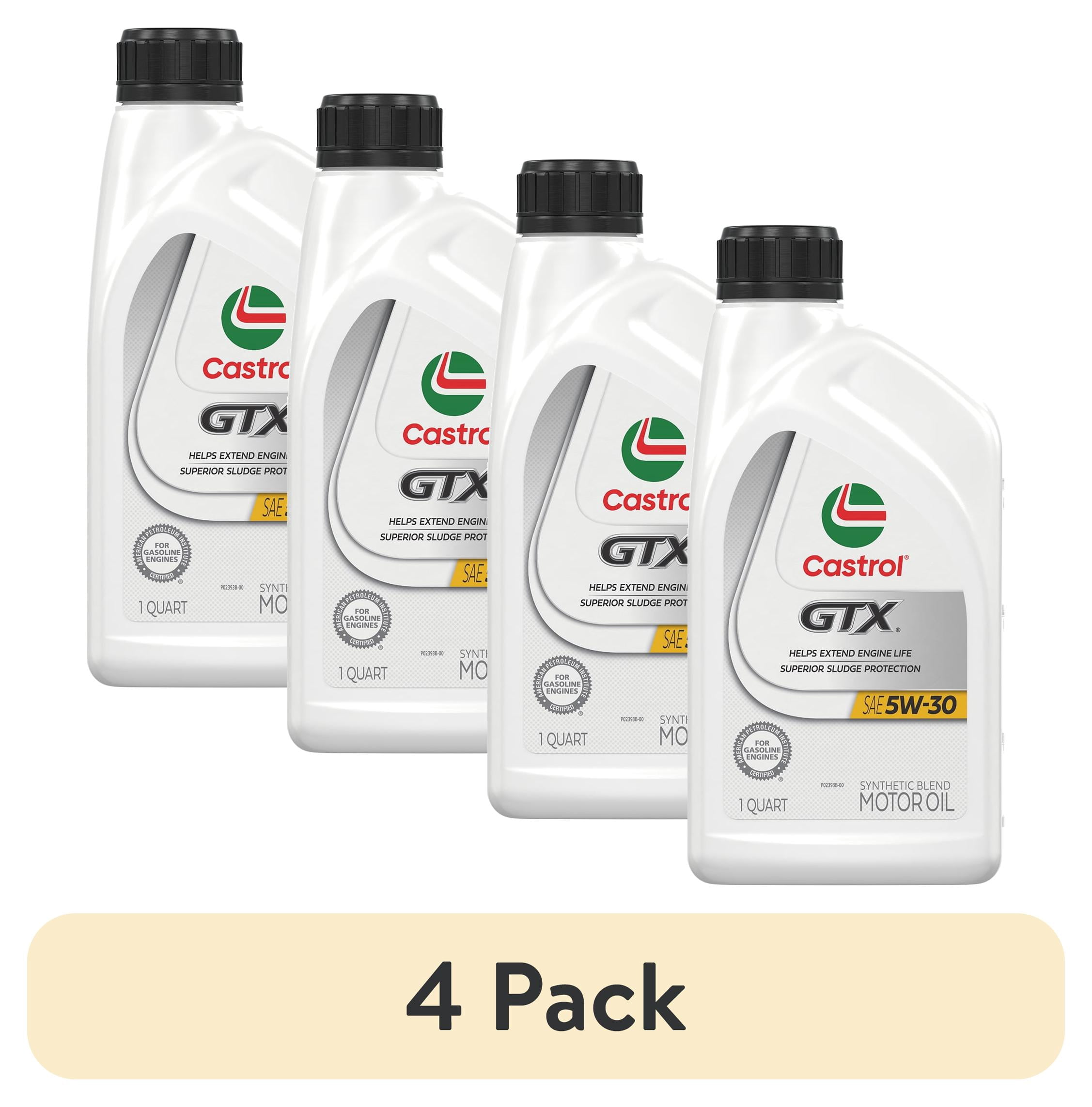 (4 pack) Castrol GTX 5W-30 Synthetic Blend Motor Oil, 1 Quart