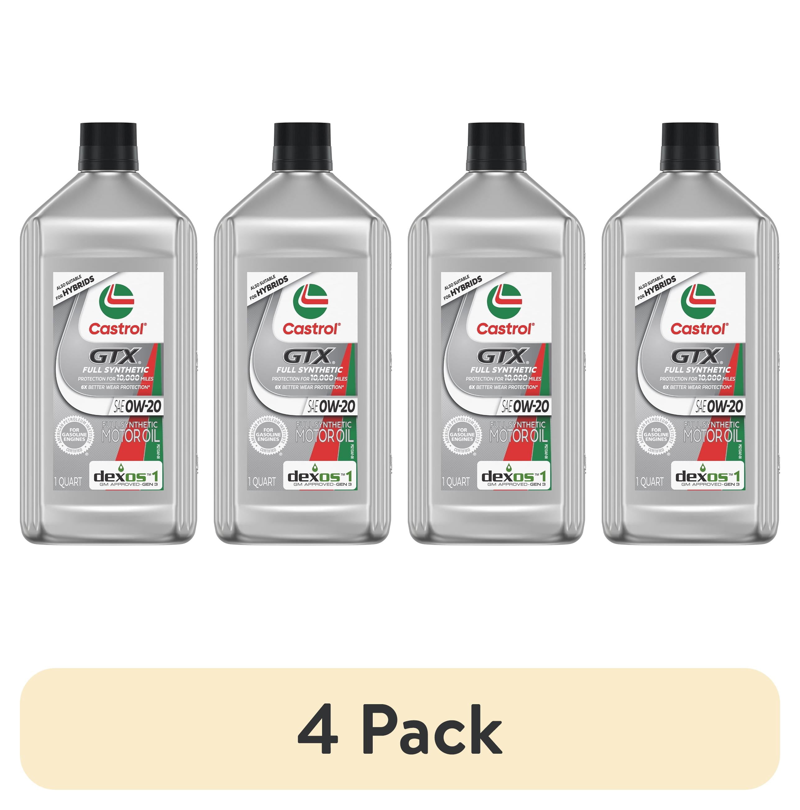 (4 pack) Castrol GTX Full Synthetic 0W-20 Motor Oil, 1 Quart