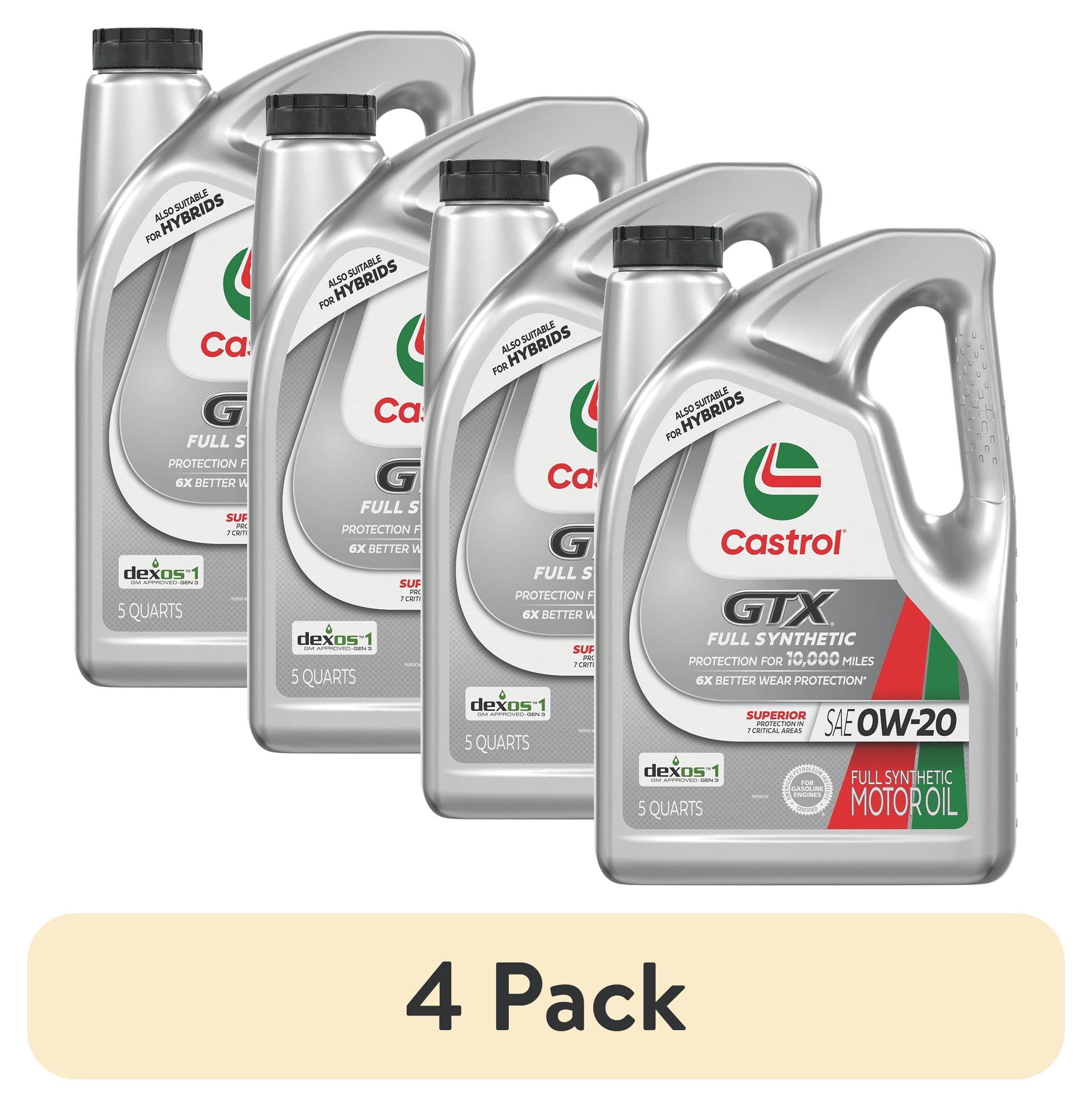 (4 pack) Castrol GTX Full Synthetic 0W-20 Motor Oil, 5 Quarts