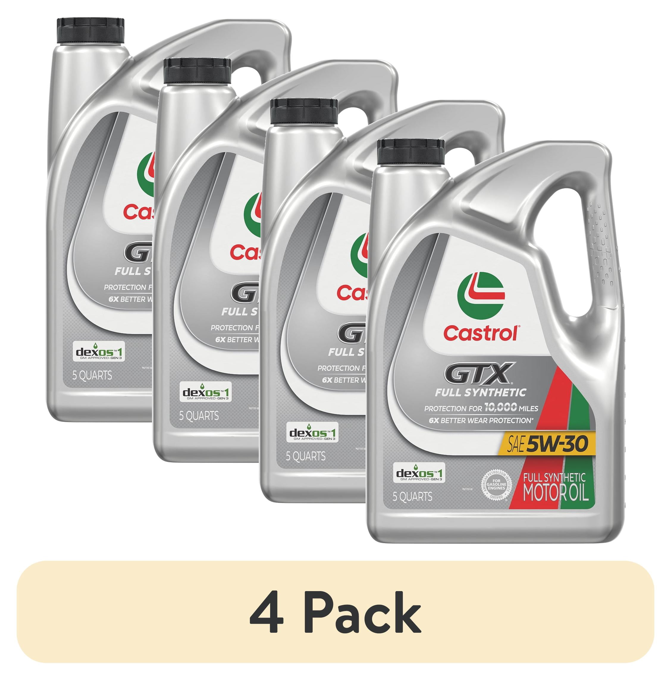 (4 pack) Castrol GTX Full Synthetic 5W-30 Motor Oil, 5 Quarts (RFID)