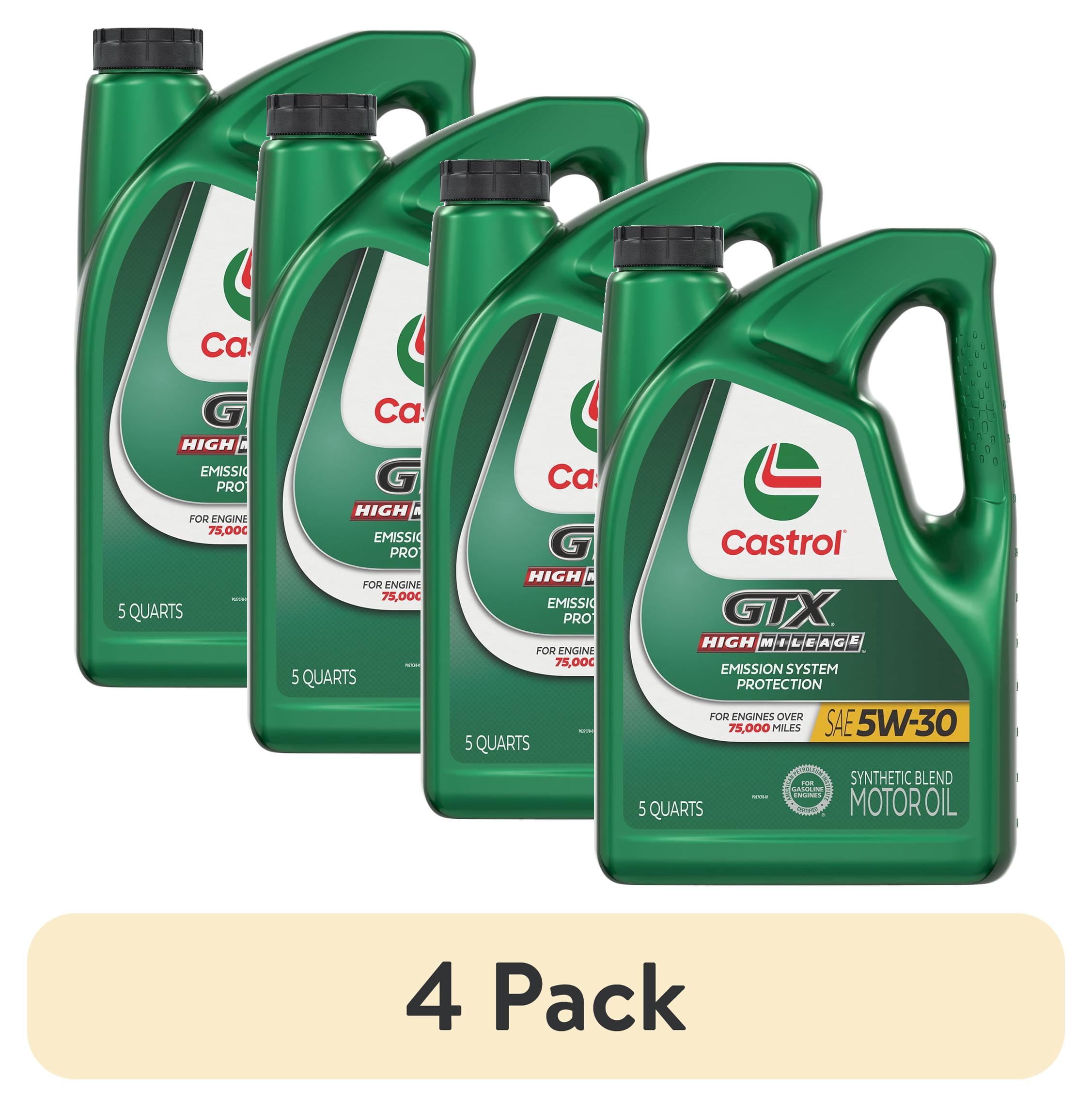 (4 pack) Castrol GTX High Mileage 5W-30 Synthetic Blend Motor Oil, 5 Quarts