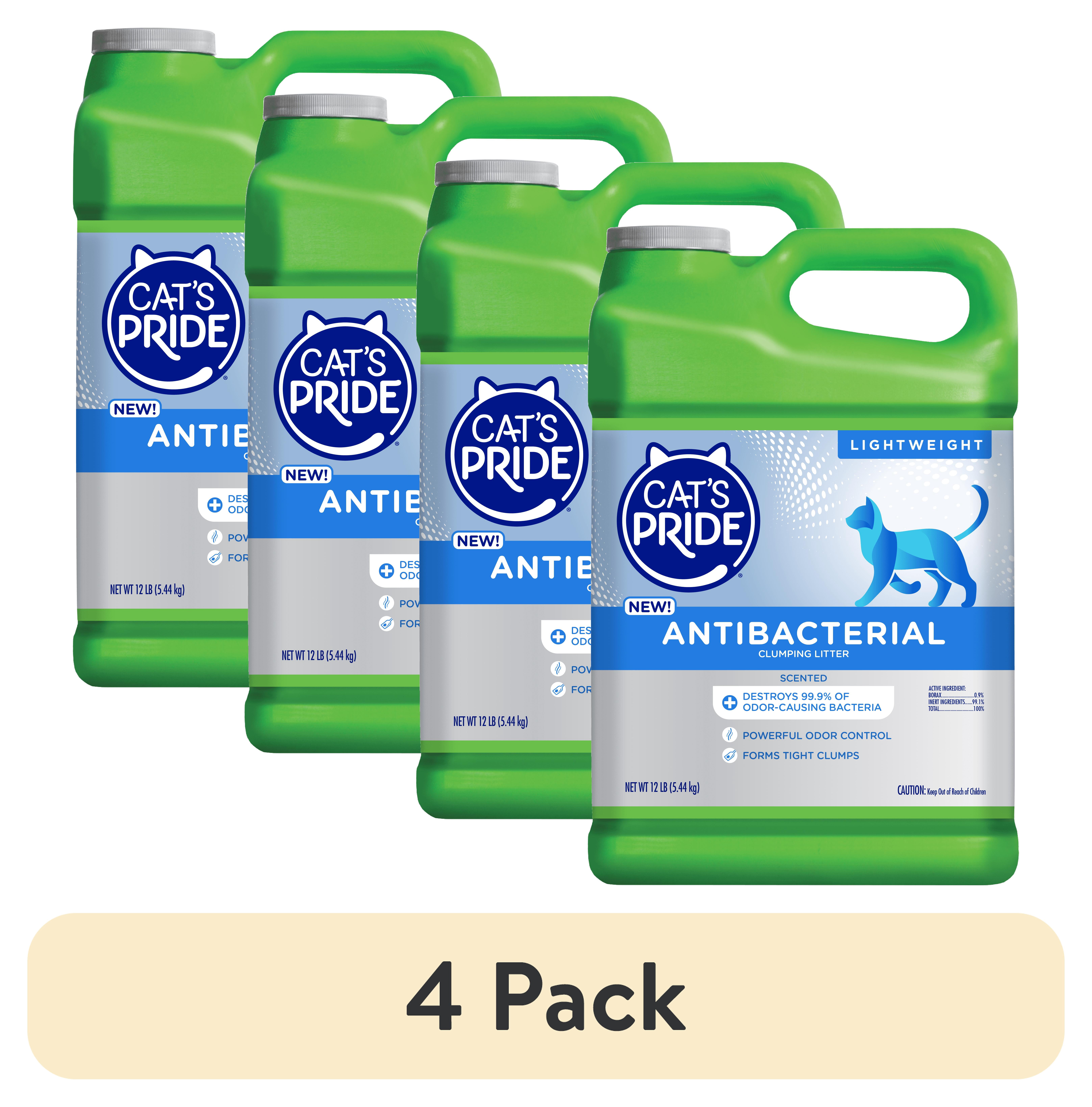 (4 pack) Cat's Pride Antibacterial Scented Clumping Litter 12lb Jug