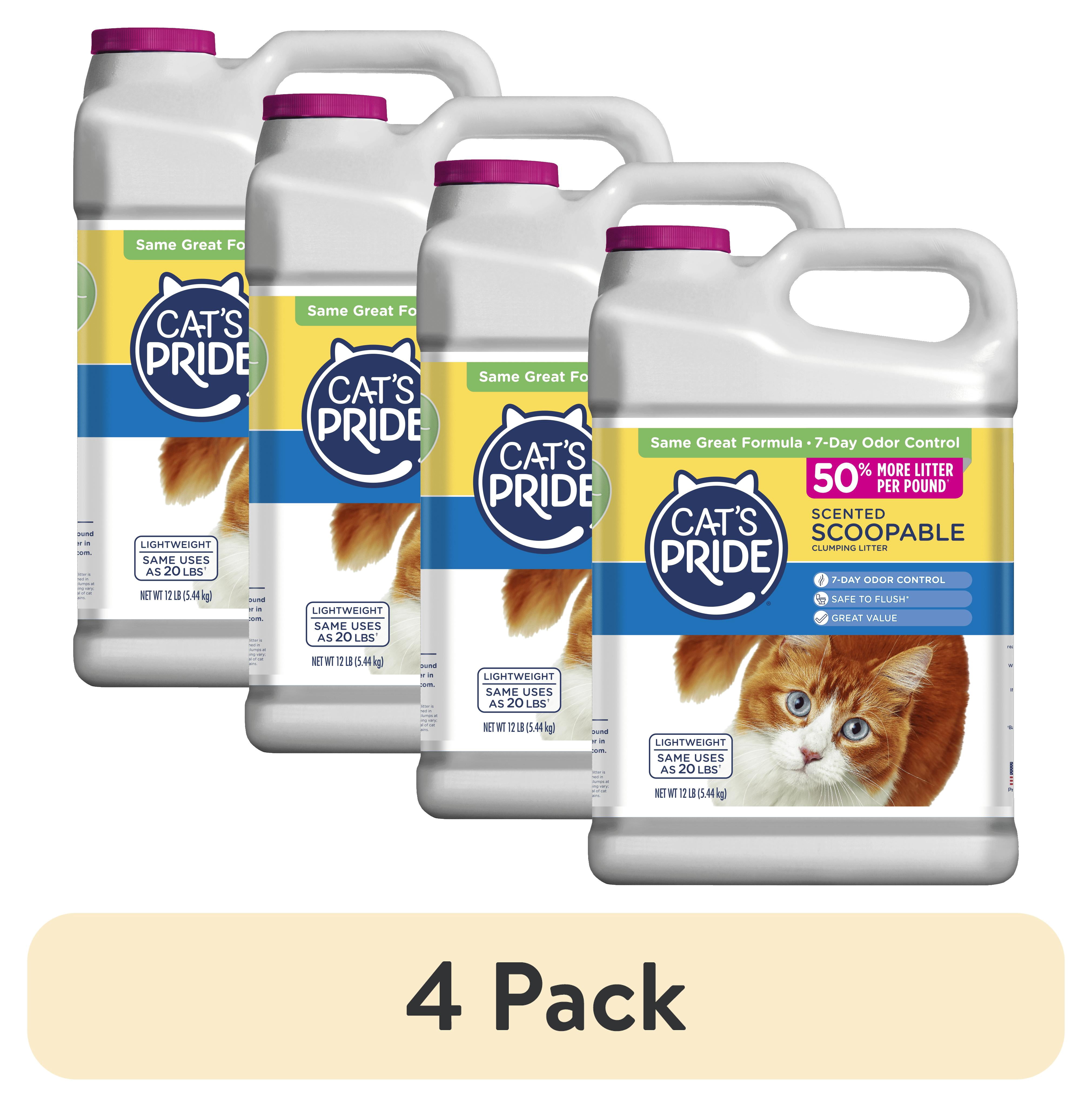 (4 pack) Cat's Pride Scented Scoopable Cat Litter, 12 lb Jug
