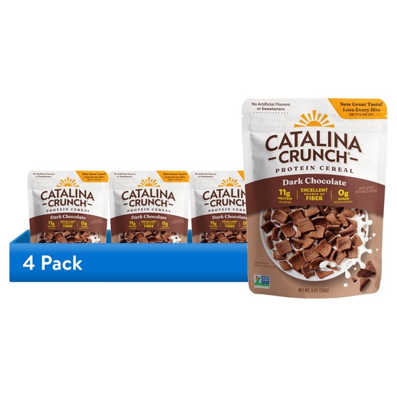 (4 pack) Catalina Crunch Protein Cereal, Dark Chocolate 9 oz