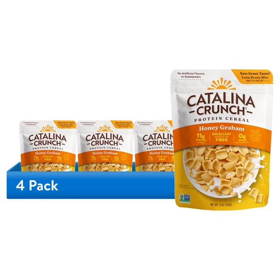 (4 pack) Catalina Crunch Protein Cereal, Honey Graham 9 oz