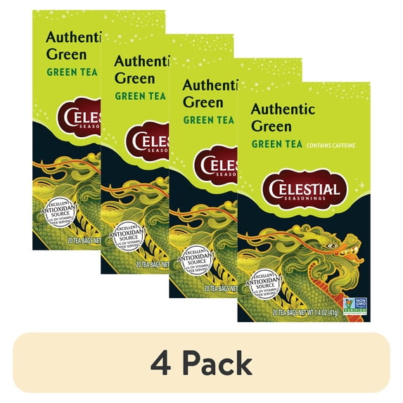 (4 pack) Celestial Seasonings Authentic Green Tea Bags (20 Count)