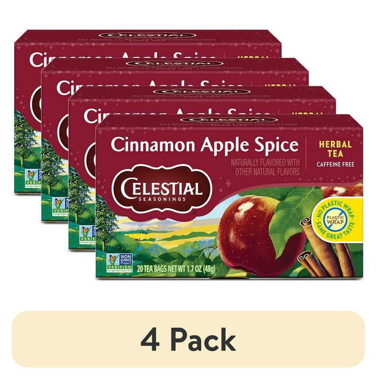 4 pack) Celestial Seasonings Cinnamon Apple Spice Caffeine