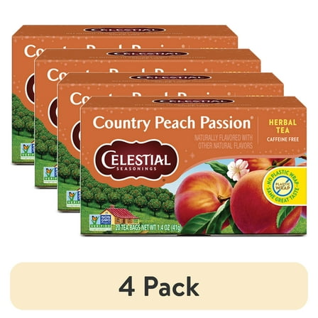 (4 pack) Celestial Seasonings Country Peach Passion Caffeine-Free Herbal Tea Bags (20 Count)