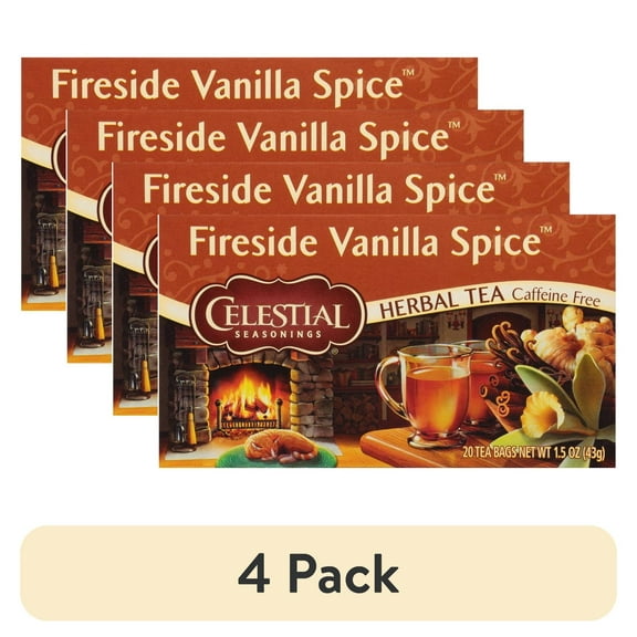 (4 pack) Celestial Seasonings Fireside Vanilla Spice Caffeine-Free Herbal Tea Bags (20 Count)
