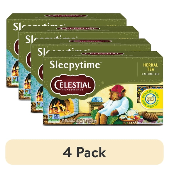 (4 pack) Celestial Seasonings Sleepytime Caffeine-Free Herbal Tea Bags (20 Count)