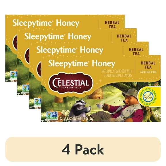 (4 pack) Celestial Seasonings Sleepytime Honey Caffeine-Free Herbal Tea Bags (20 Count)