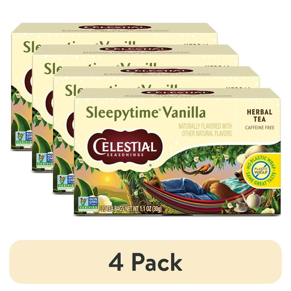 (4 pack) Celestial Seasonings Sleepytime Vanilla Caffeine-Free Herbal Tea Bags (20 Count)