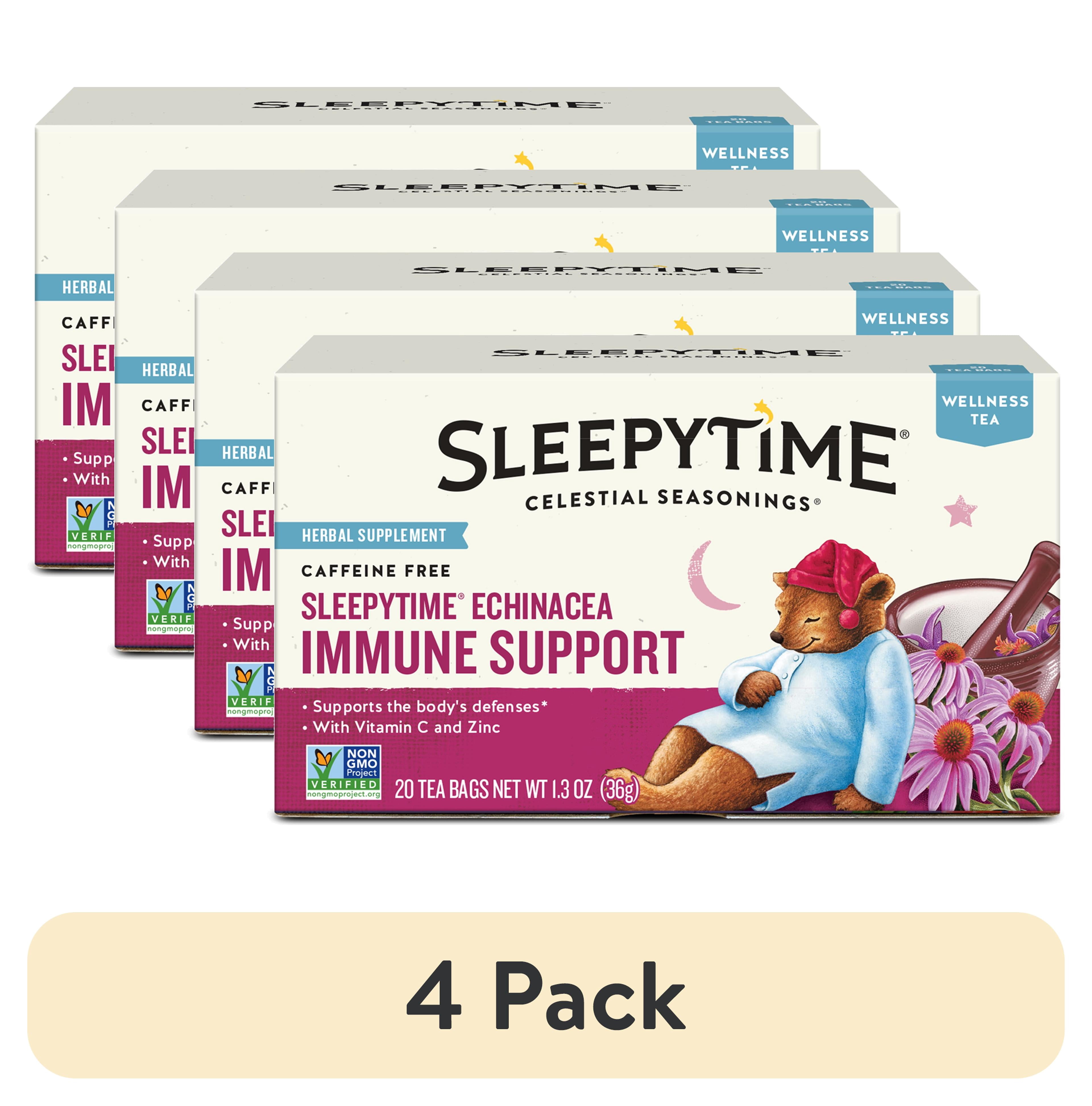(4 pack) Celestial Seasonings Sleepytime Wellness Echinacea Immune Support Herbal Tea Bags (20 Count)