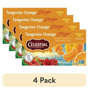 (4 pack) Celestial Seasonings Tangerine Orange Zinger Herbal Tea Bags (20 Count)