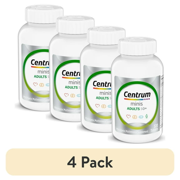 (4 pack) Centrum Minis Silver Multivitamin for Adults 50 Plus, Supports Memory and Cognition, 320 Count