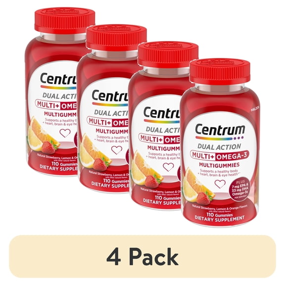 (4 pack) Centrum Multigummies Adult Gummy Vitamins, Multivitamin With Vitamin B, C & E, Assorted Fruit, 110 Count