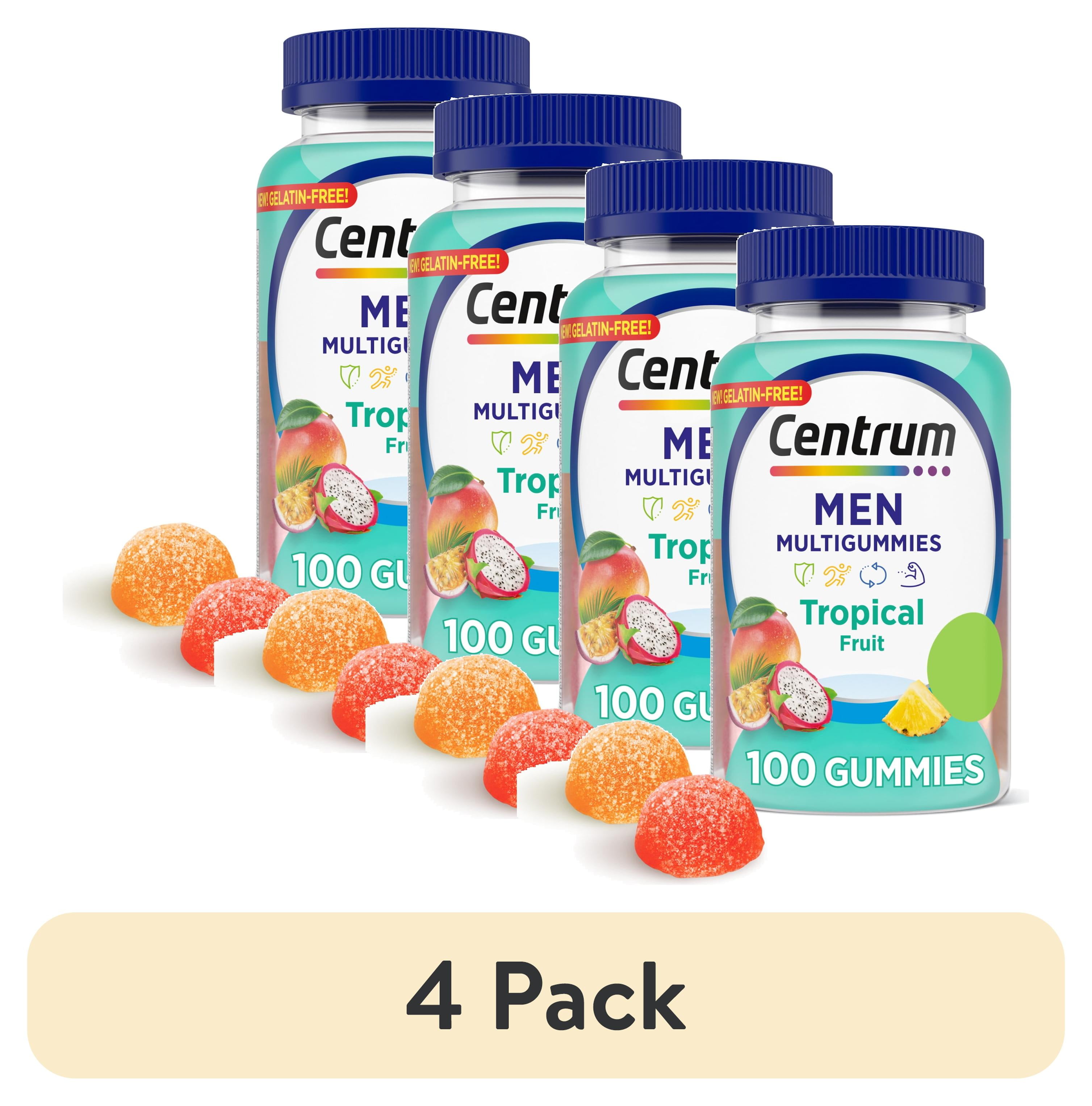 (4 pack) Centrum Men's Multivitamin Gummies, Immune, Energy, Healthy Appearance Support, 100 Count, 50 Day Supply