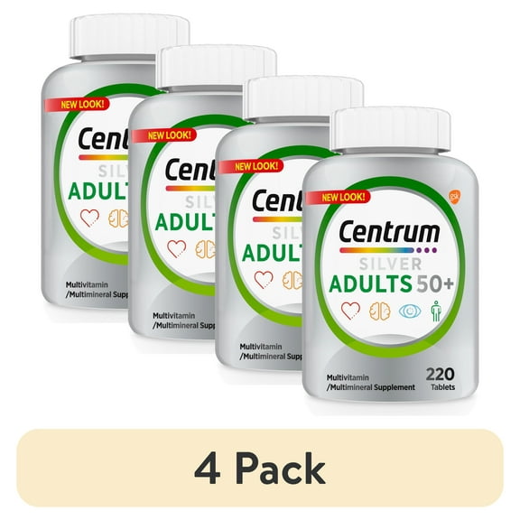 (4 pack) Centrum Silver Adults 50 Plus Multivitamin With Vitamin B & D3 , 220 Count