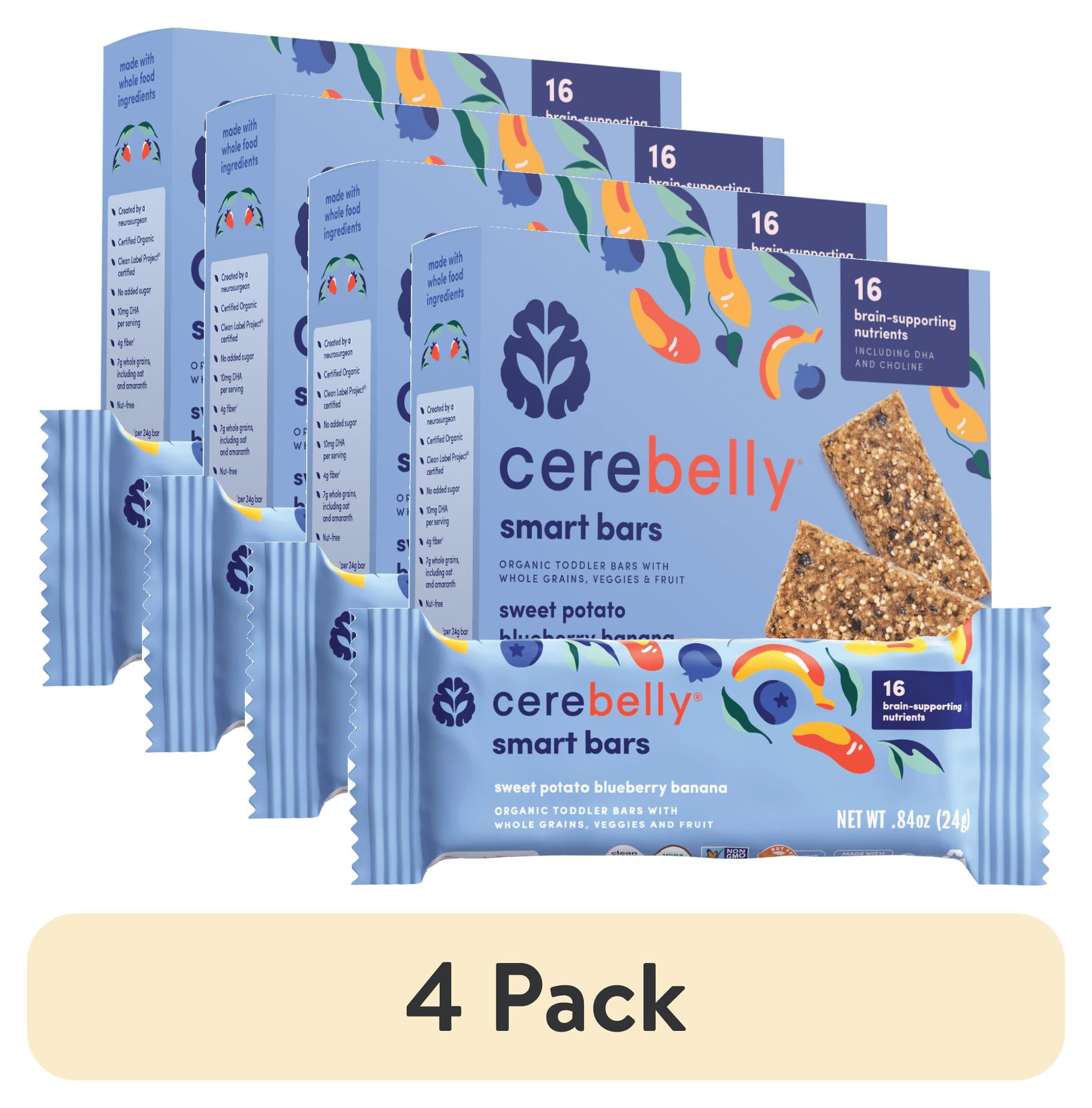 (4 pack) Cerebelly Organic Toddler Snack Bars , Blueberry Banana, 5 Count
