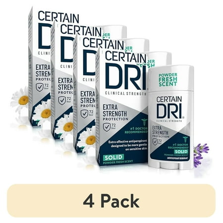 (4 pack) Certain Dri Extra Strength Clinical Antiperspirant, Sweat & Odor Control 1.7oz