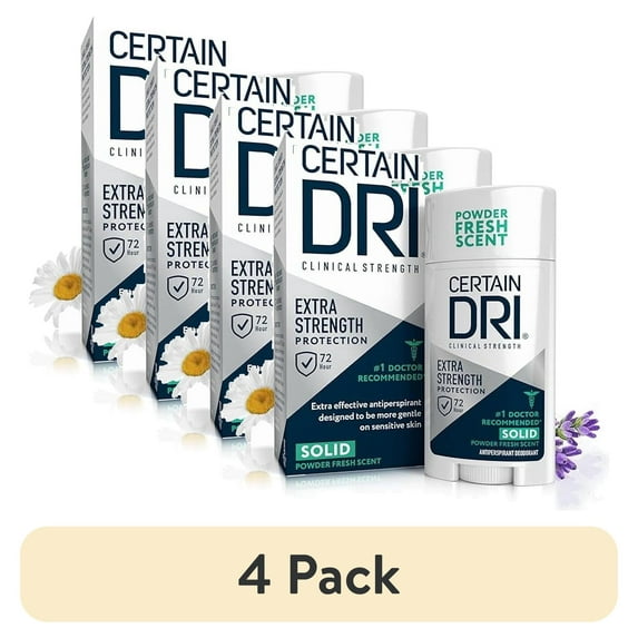 (4 pack) Certain Dri Extra Strength Clinical Antiperspirant + Deodorant, Solid, 1.7 oz
