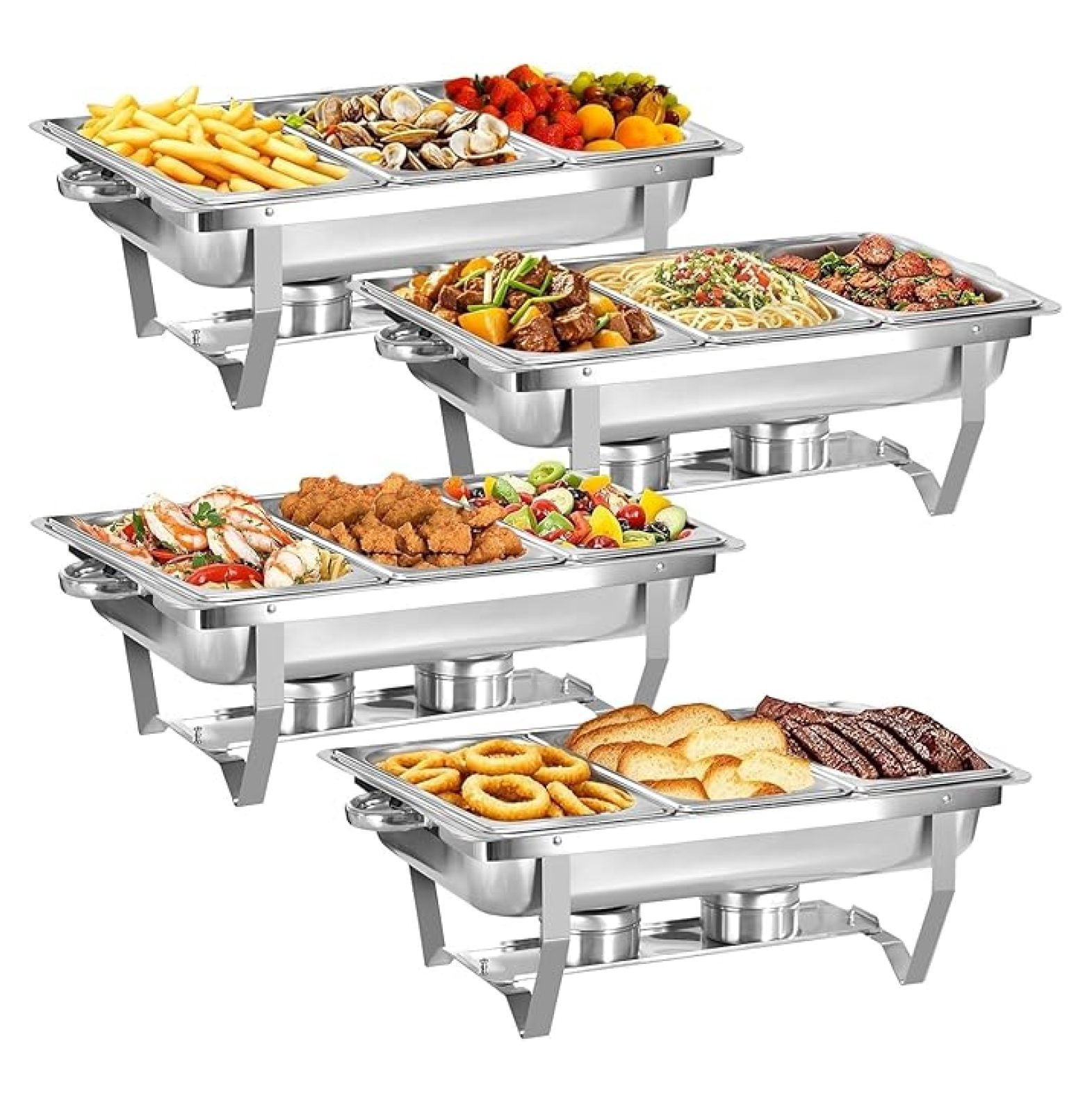 4 pack Chafing Dishes for Buffet of Stainless Steel Food Warmers for ...