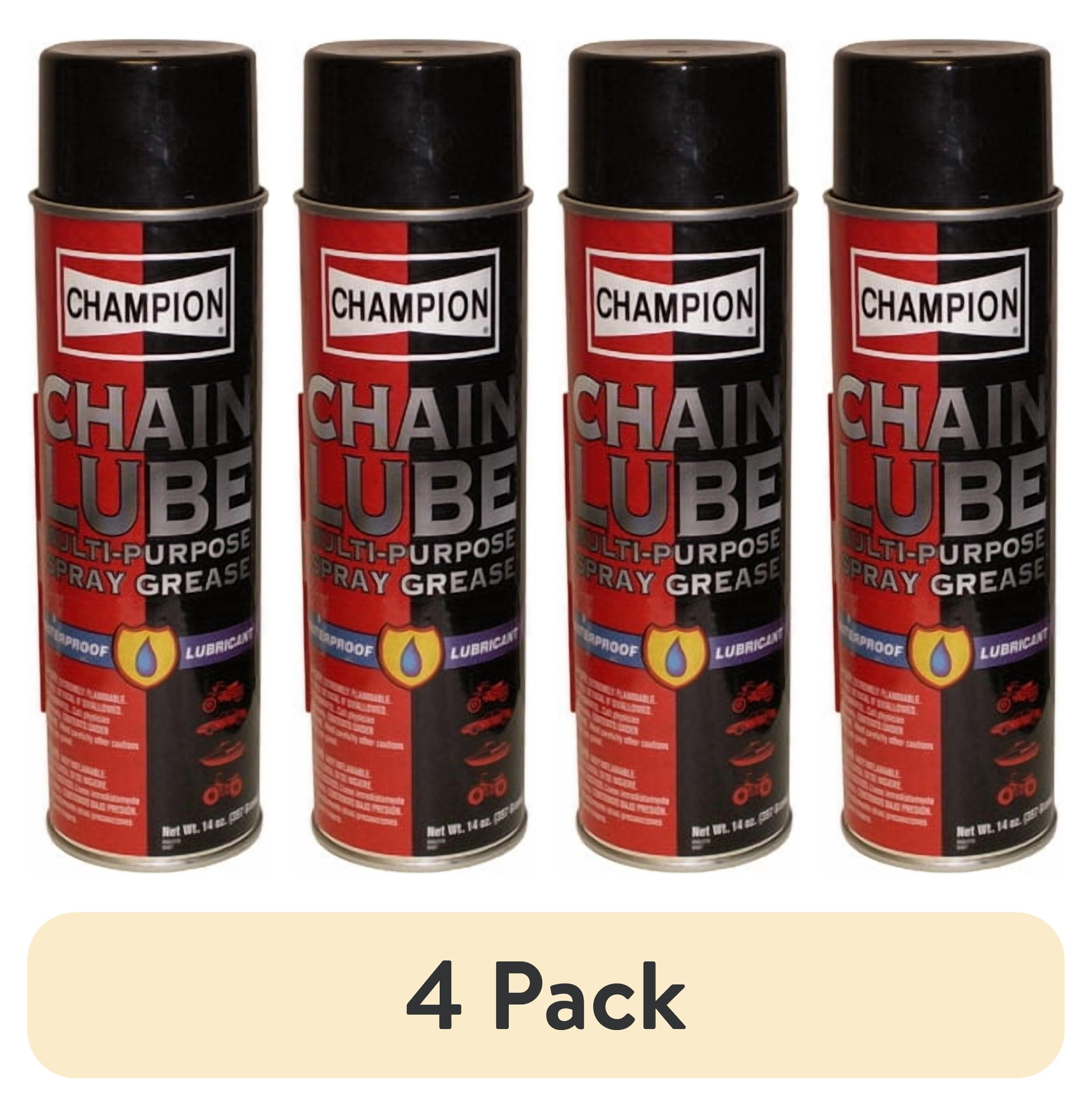 (4 pack) Champion Chain Lube Machine & Tool Lubricant 49981 Lithium Grease Can, 1" x 1" x 1" - Black (1 Pack)
