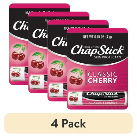 (4 pack) ChapStick Classic Moisturizer and Skin Protectant Cherry Lip Balm, 0.15 oz