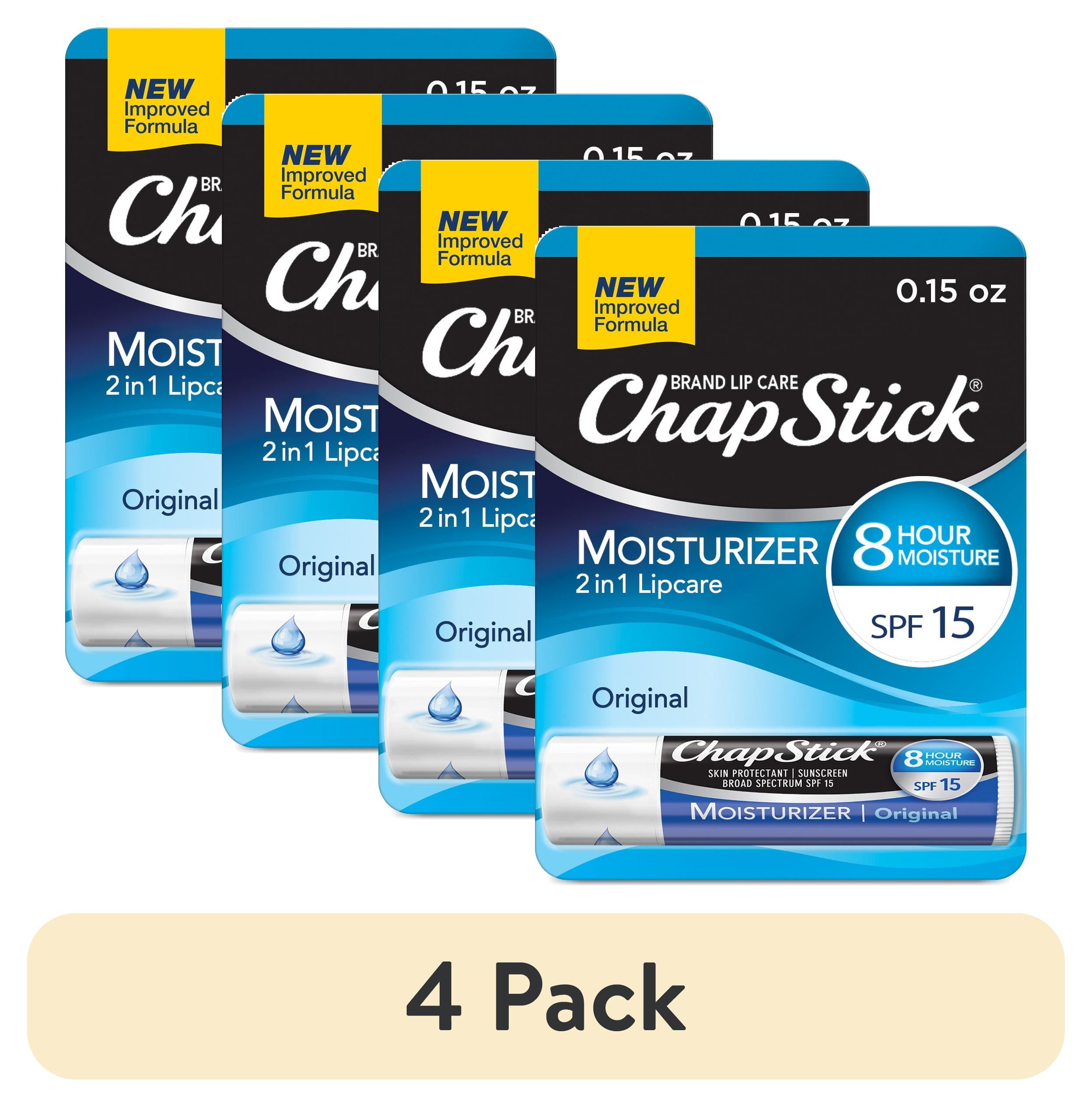 (4 pack) ChapStick Moisturizer Original Lip Balm Tube, 0.15 oz
