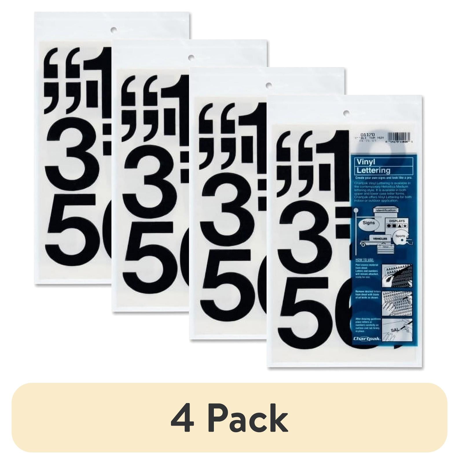 (4 pack) Chartpak Permanent Adhesive Vinyl Numbers 10 (Numbers) Shape - Self-adhesive - 3" Height x 3" Length - Black - Vinyl - 16 / Pack