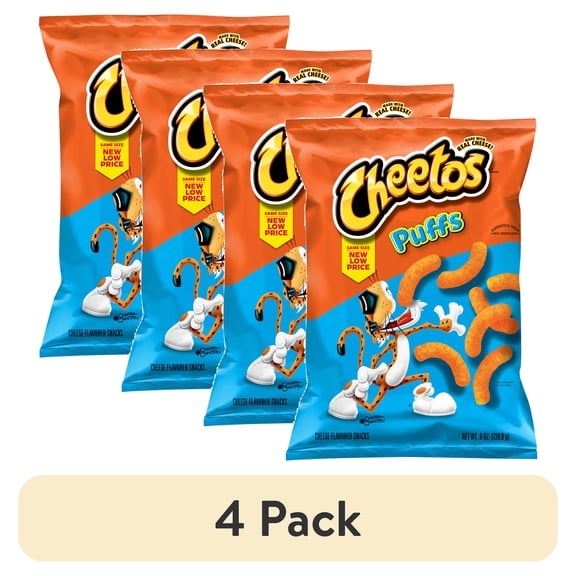 (4 pack) Cheetos Puff Cheese Flavored Snack Chips, 8 oz