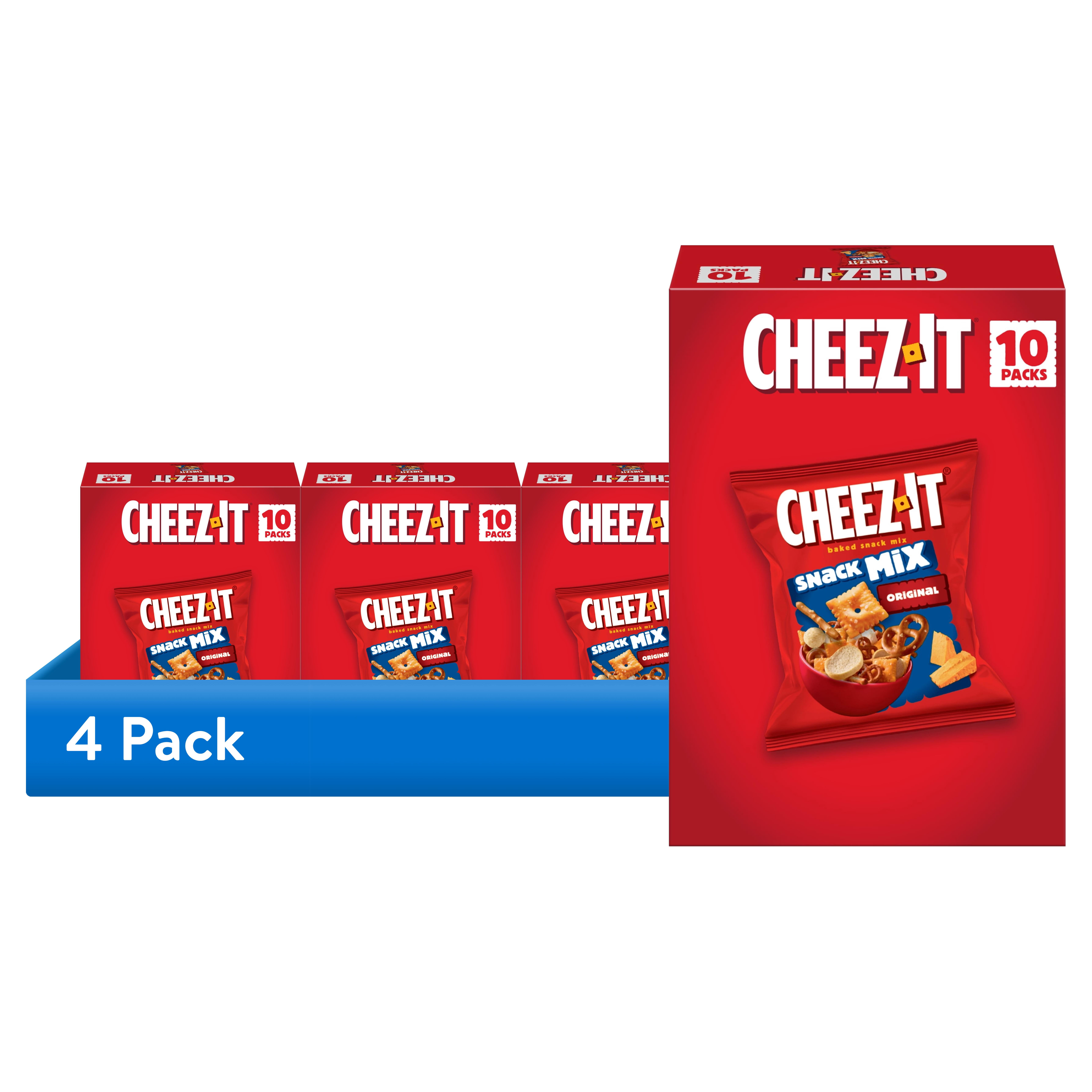 (4 pack) Cheez-It Original Snack Mix, Lunch Snacks, 10 Count