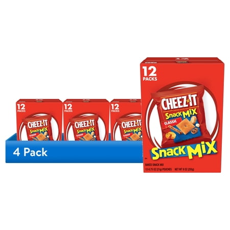 (4 pack) Cheez-It Classic Snack Mix, Lunch Snacks, 12 Count