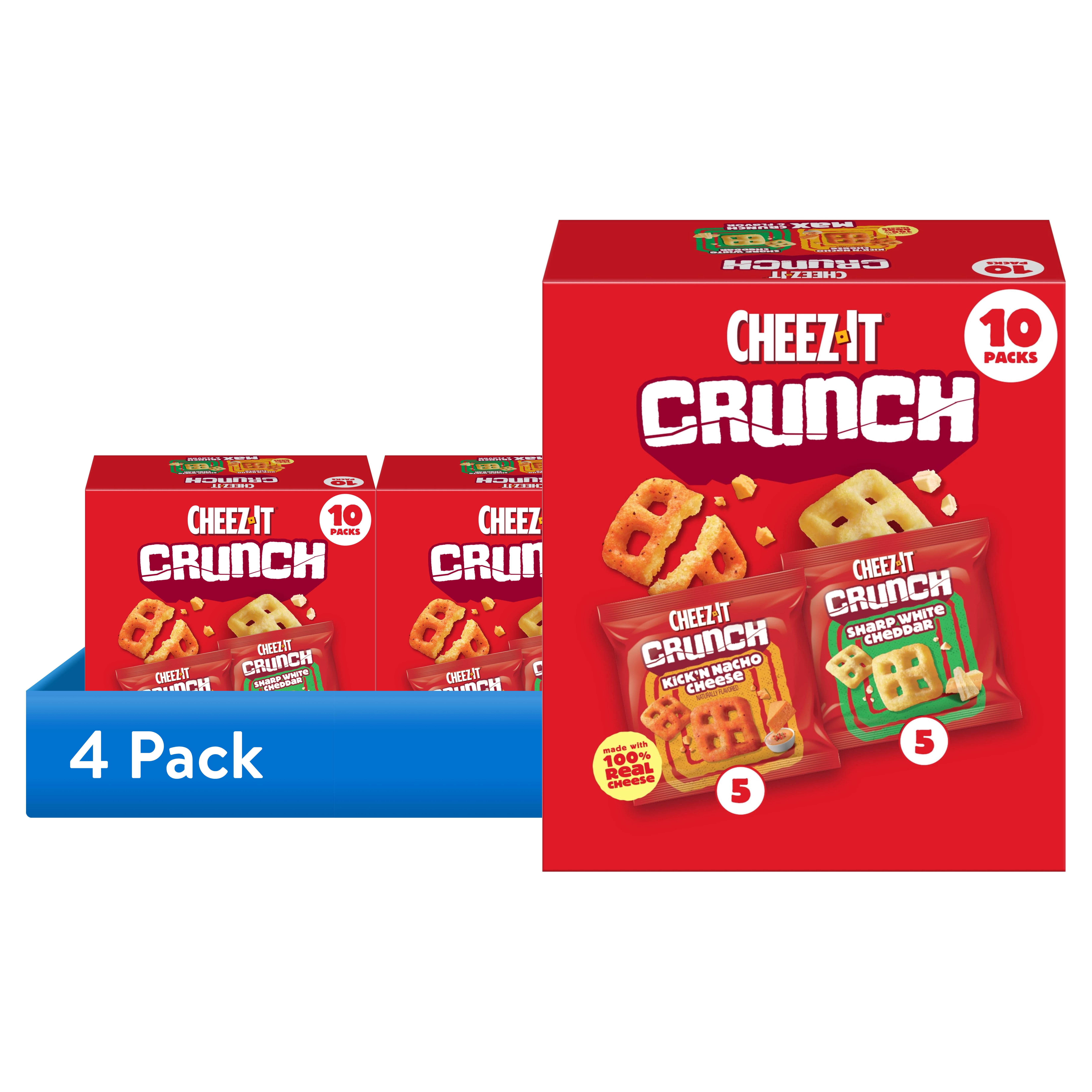 (4 pack) Cheez-It Crunch Variety Pack Cheesy Baked Snacks, Lunch Snacks, 10 Count