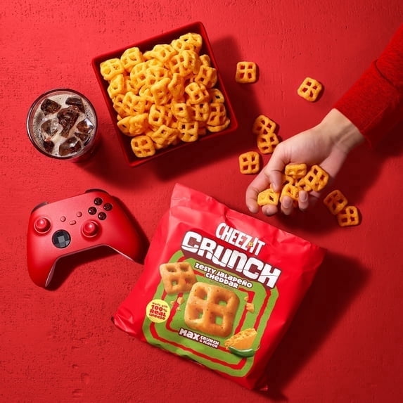 4 pack-Cheez-It Crunch Zesty Jalapeno Cheddar Cheesy Baked Snacks, Lunch Snacks, 6.5 oz