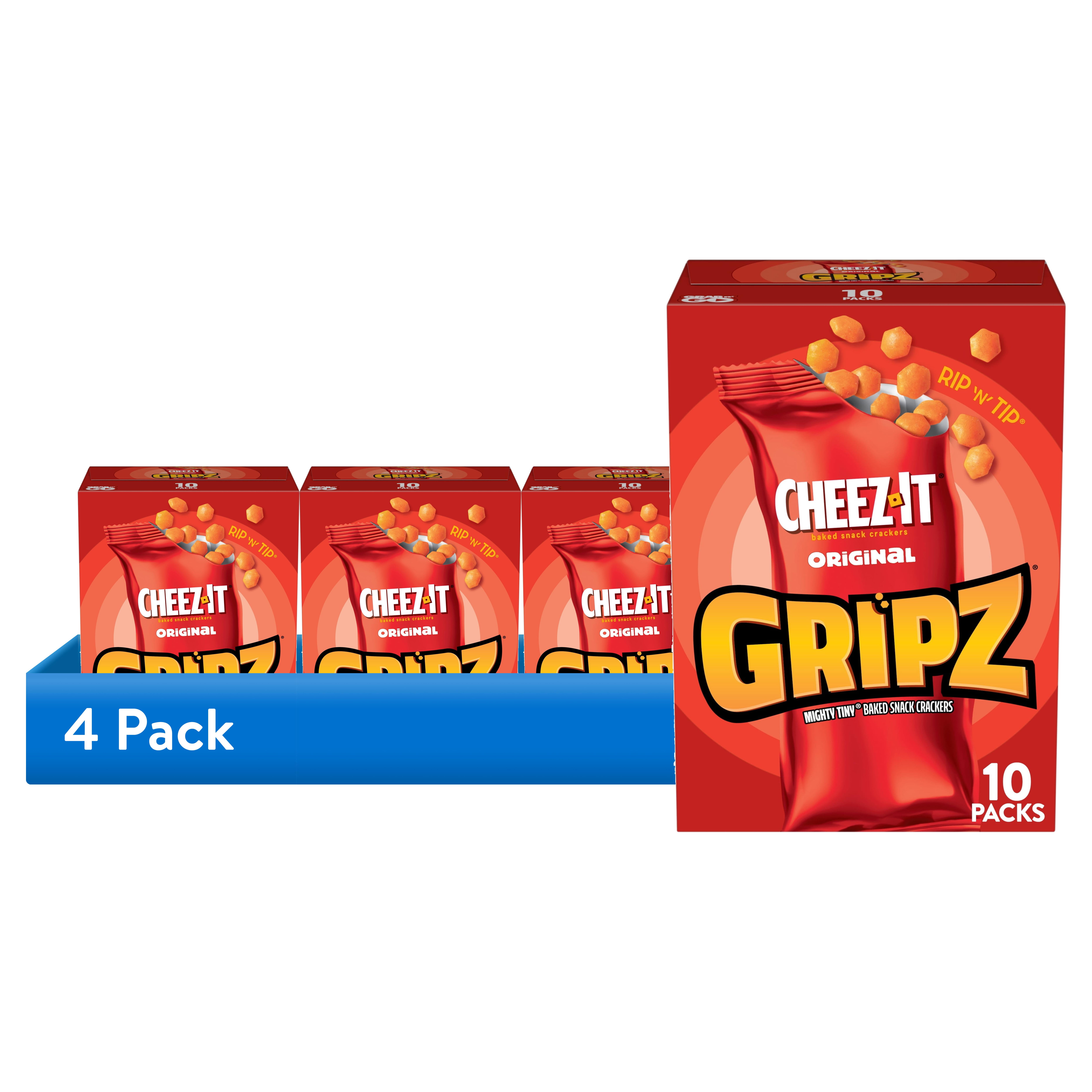 (4 pack) Cheez-It Gripz Original Baked Snack Crackers, Mini Crackers, 10 Count