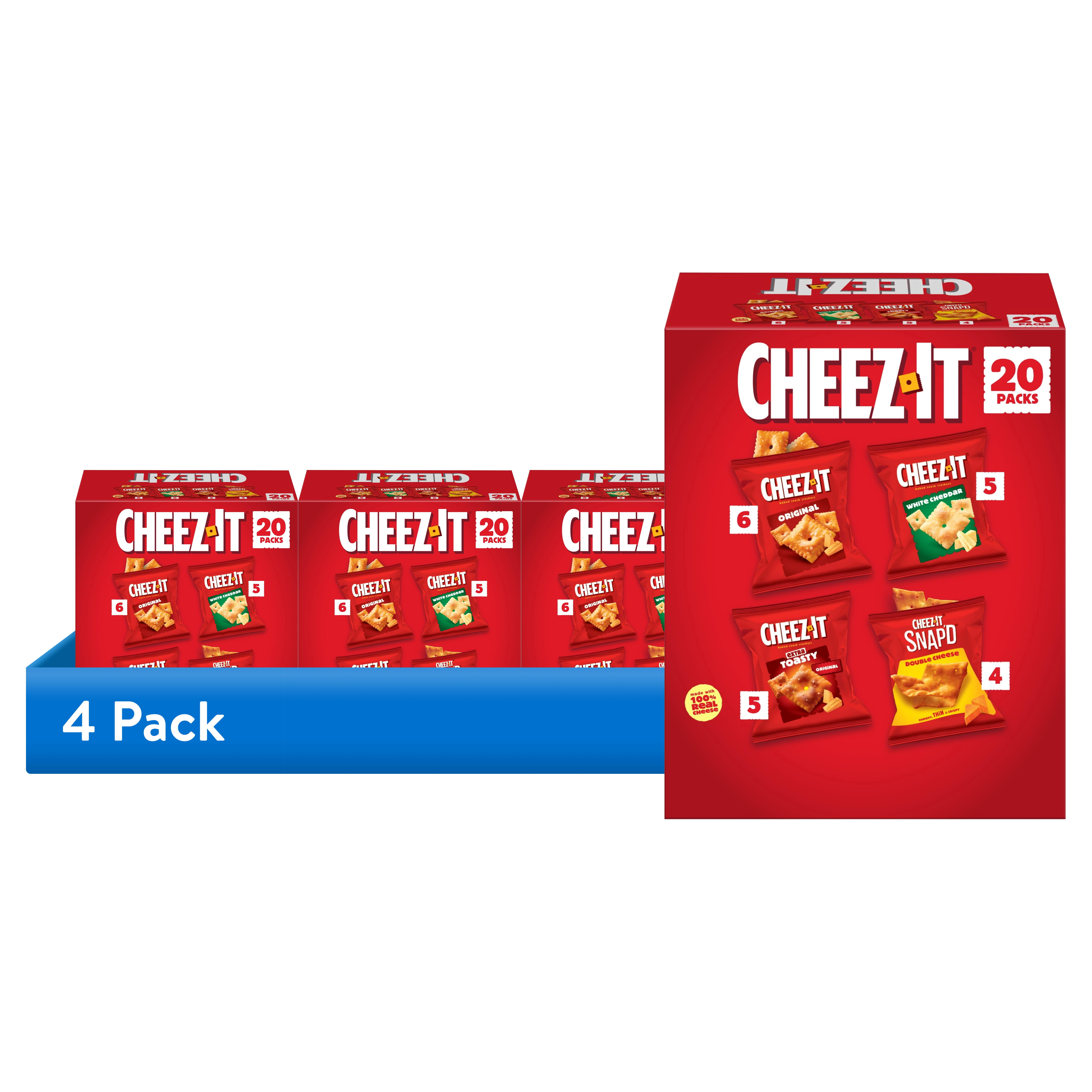 (4 pack) Cheez-It Variety Pack Cheese Crackers, Baked Snack Crackers, 20 Count