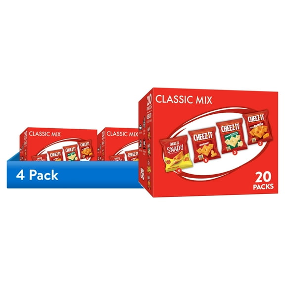 (4 pack) Cheez-It Variety Pack Cheese Crackers, Baked Snack Crackers, 20 Count