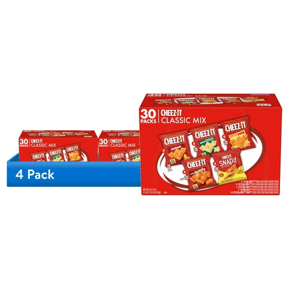 (4 pack) Cheez-It Variety Pack Cheese Crackers, Baked Snack Crackers, 30 Count