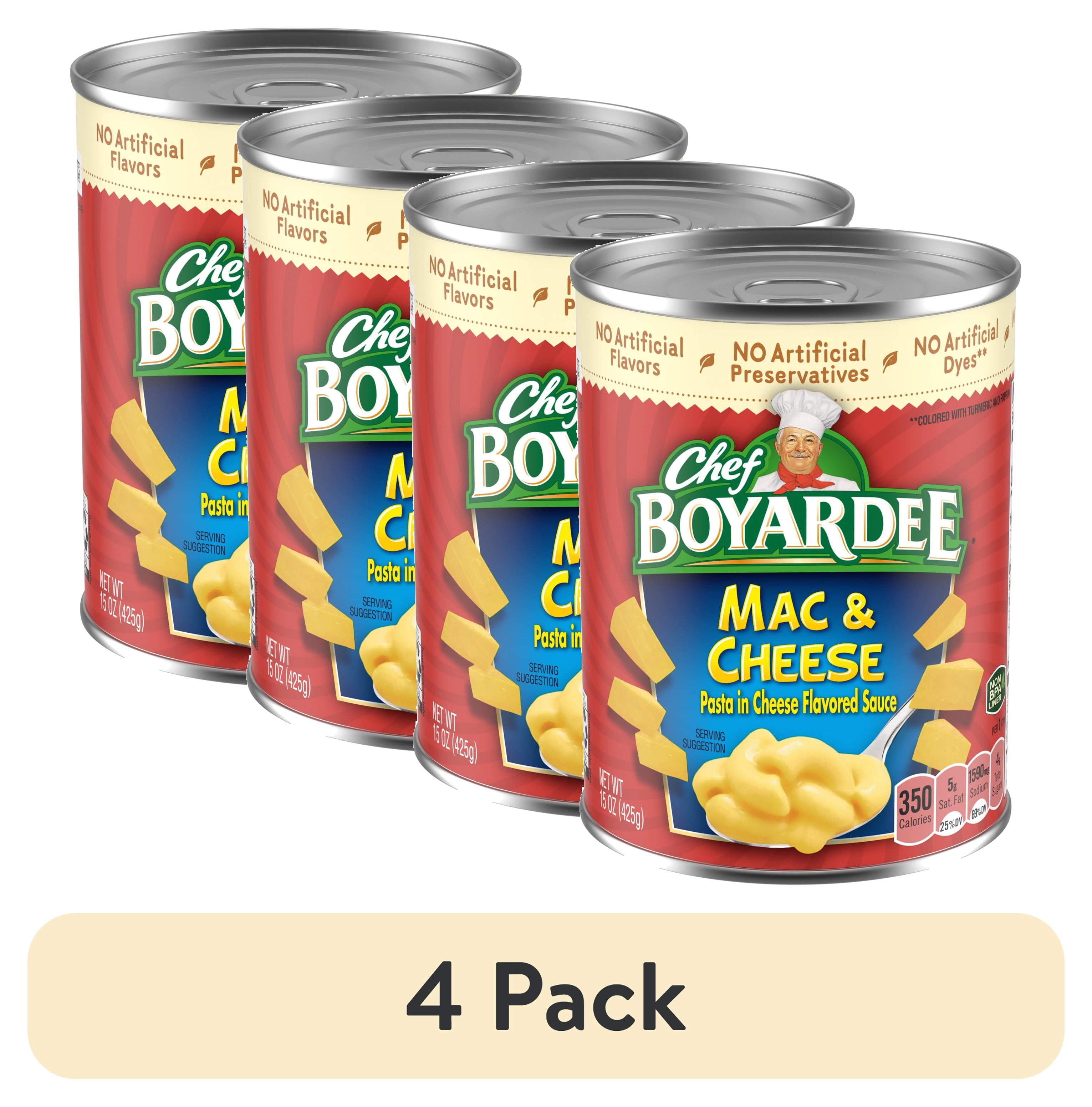 (4 pack) Chef Boyardee Mac and Cheese, Ready-to-Eat Meal, 15 oz. Can