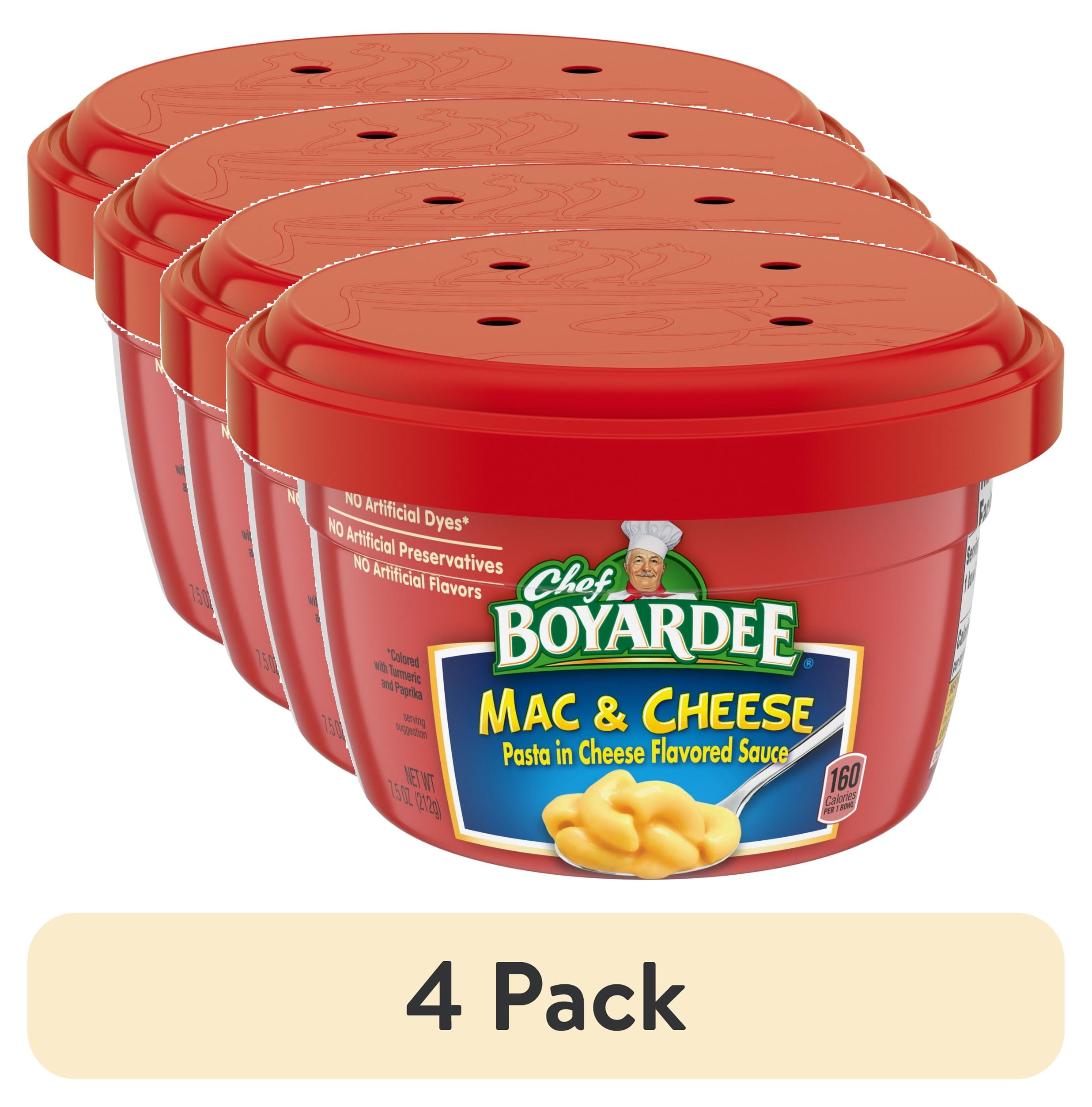 (4 pack) Chef Boyardee Mac and Cheese, Microwavable Meal, 7.5 oz. Bowl