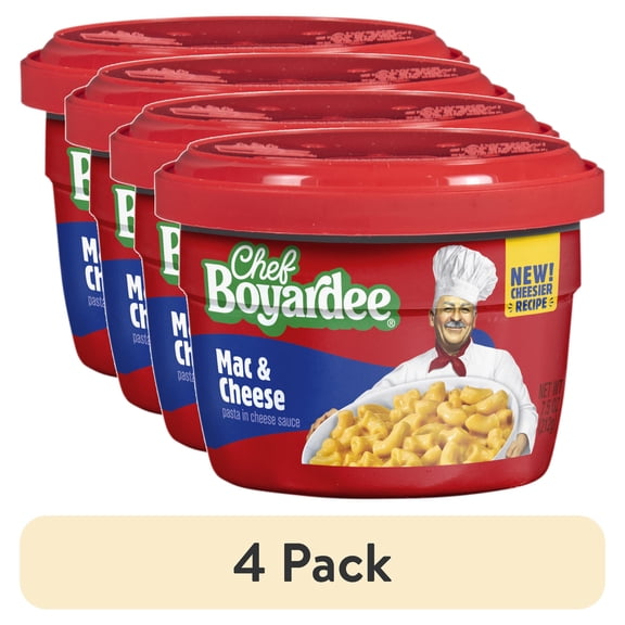 (4 pack) Chef Boyardee Mac and Cheese, Microwavable Meal, 7.5 oz. Bowl