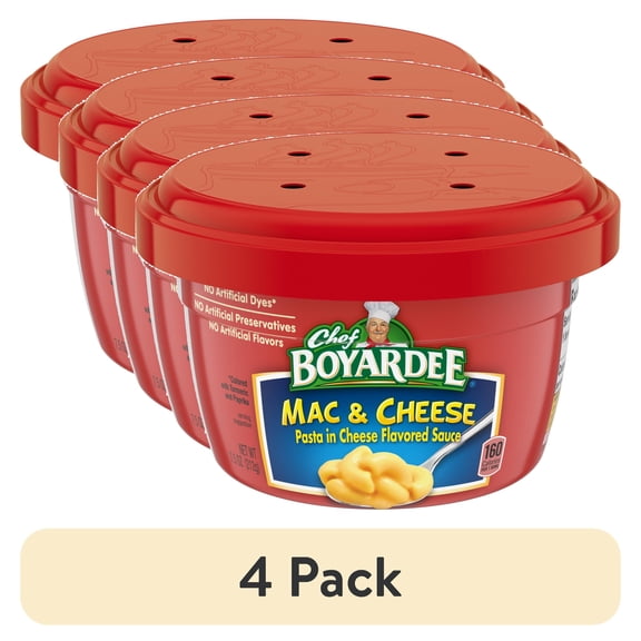 (4 pack) Chef Boyardee Mac and Cheese, Microwavable Meal, 7.5 oz. Bowl