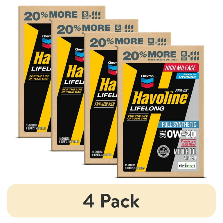 4 pack) Chevron Havoline Lifelong 0W-20 Full Synthetic Motor Oil