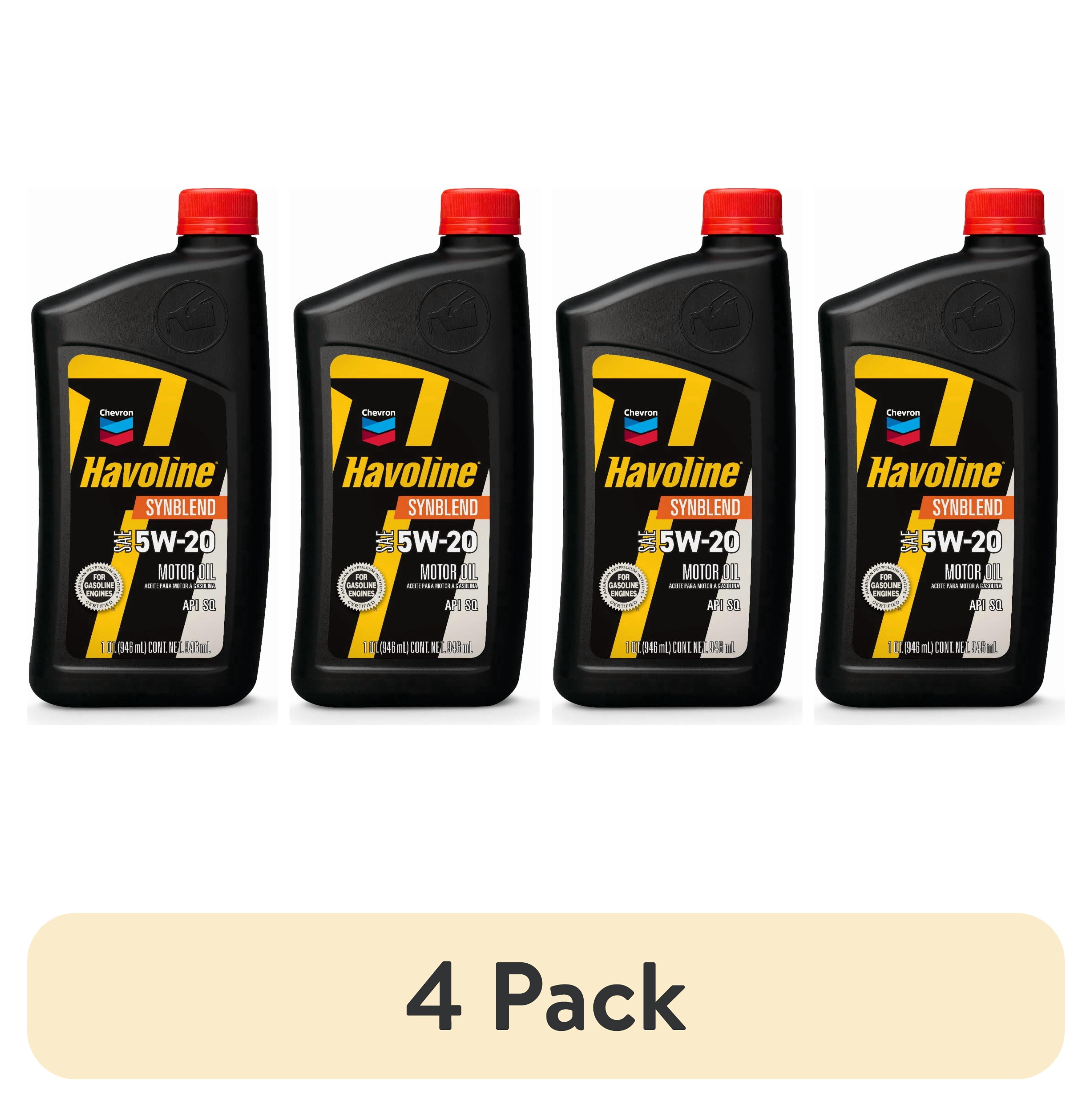 (4 pack) Chevron Havoline Motor Oil 5W-20, 1 Quart